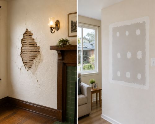 plaster and drywall repairs in older and newer Hayward homes